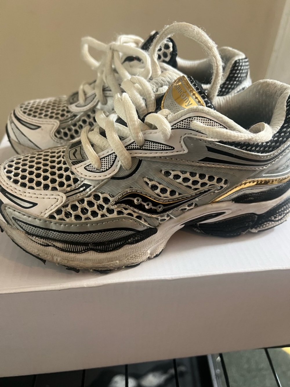 Saucony White, Black & Gold Women's Running Sneakers